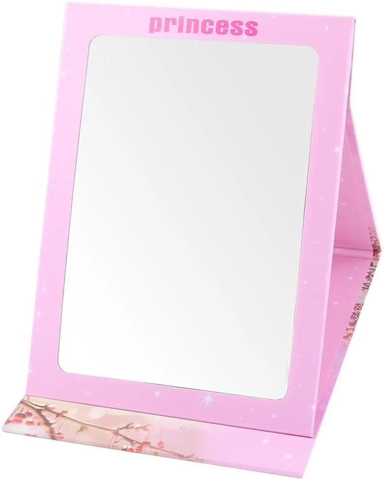 Paper Coated Women Lady Square Shaped Folding Makeup Dress Up Cosmetic Mirror Pink (id: 5fc 401 28e 99f 028