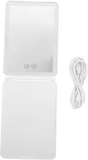 PartyKindom Charging Folding Desktop Makeup Mirror Led Touch Light 5X Magnification Portable Home Mirror for Routine