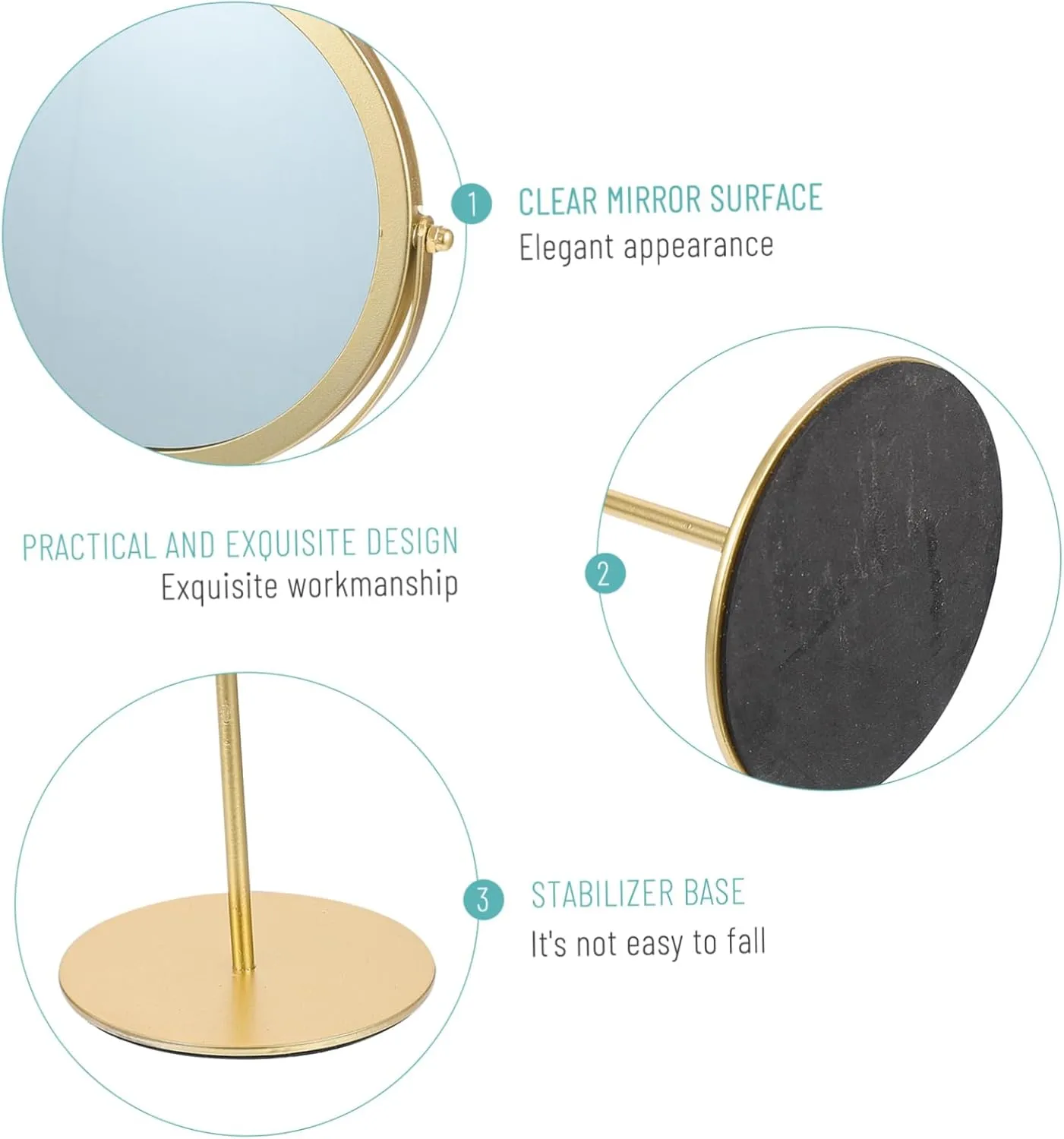 PartyKindom Rotary Makeup Mirror Elegant Standing Vanity Mirror for Women for Dressing Tables and Bedrooms Durable Lightweight Reflection for Makeup and Grooming