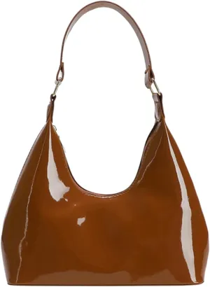Patent Leather Hobo Bag Crescent Shoulder Bag Small Going Out Tote Bag Satchel Purse
