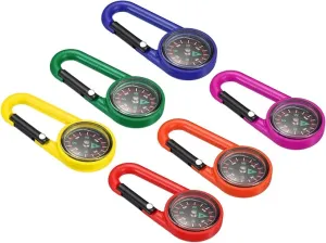 PATIKIL Keychain Compass, 6 in 1 Set Pocket Camping Compass with Buckle for Outdoor Hiking Hunting Travelling Party Favors, Multicolored