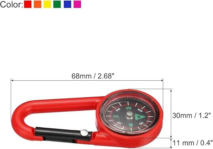 PATIKIL Keychain Compass, 6 in 1 Set Pocket Camping Compass with Buckle for Outdoor Hiking Hunting Travelling Party Favors, Multicolored