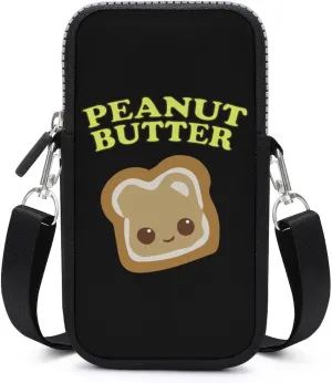 Peanut Butter-Smiley Face Women Crossbody Phone Purse Adjustable Strap Cell Phone Shoulder Bag Small Belt Bag