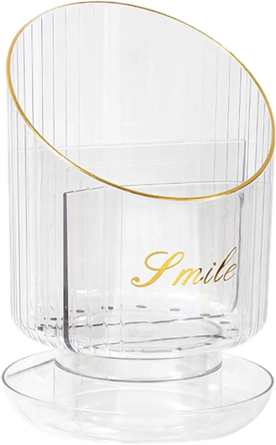 Pen Cup,Pen Organizer Makeup Brush Storage Container Convenient Cosmetic Tool Elegant Eyebrow Pencil Holder Desktops Decorations(Clear)