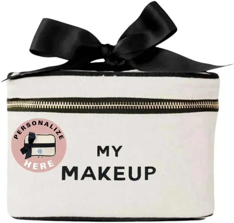 Personalized Makeup Bag for Women | Cosmetic Bag Organizer for Girls with Monogramming | Makeup Pouch for Traveling | Toiletry Bags for Women | Make Up Travel Pouches | Cream