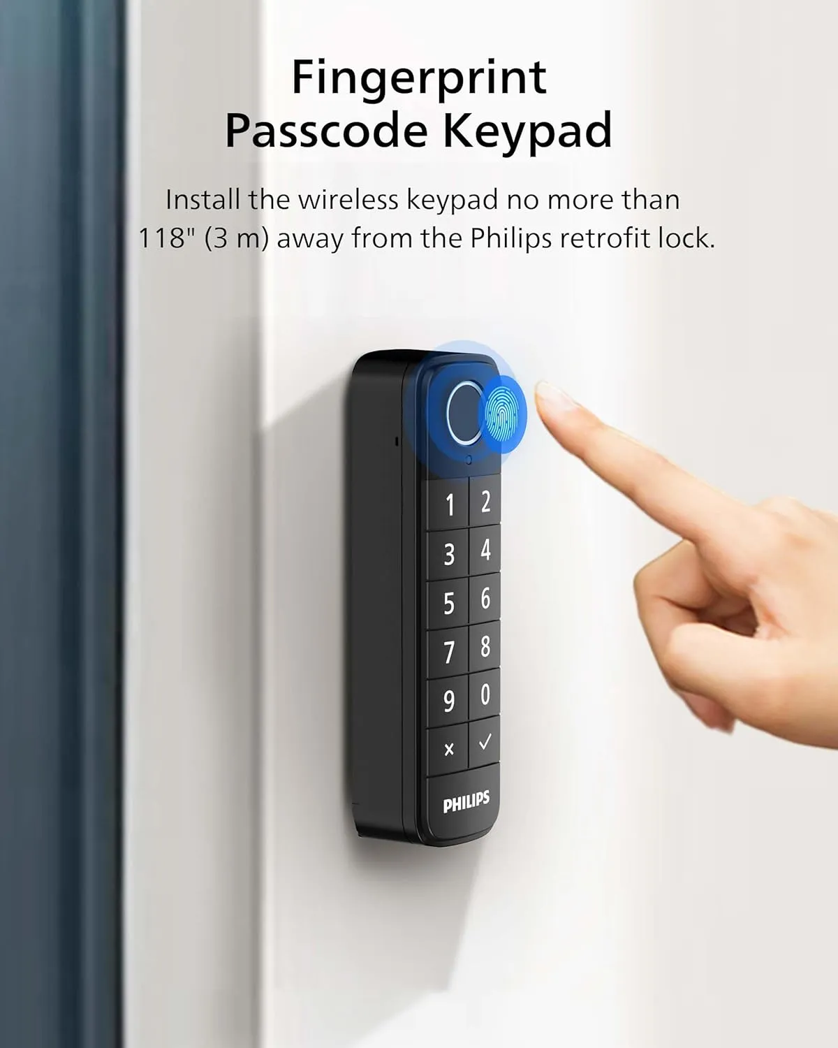 Philips WiFi Smart Lock with Fingerprint Keypad, Turn Your Existing Deadbolt into Smart Door Lock, Built-in WiFi, APP Remote Control, Keyless Entry Door Lock, Auto-Locking, Status Logging, Black