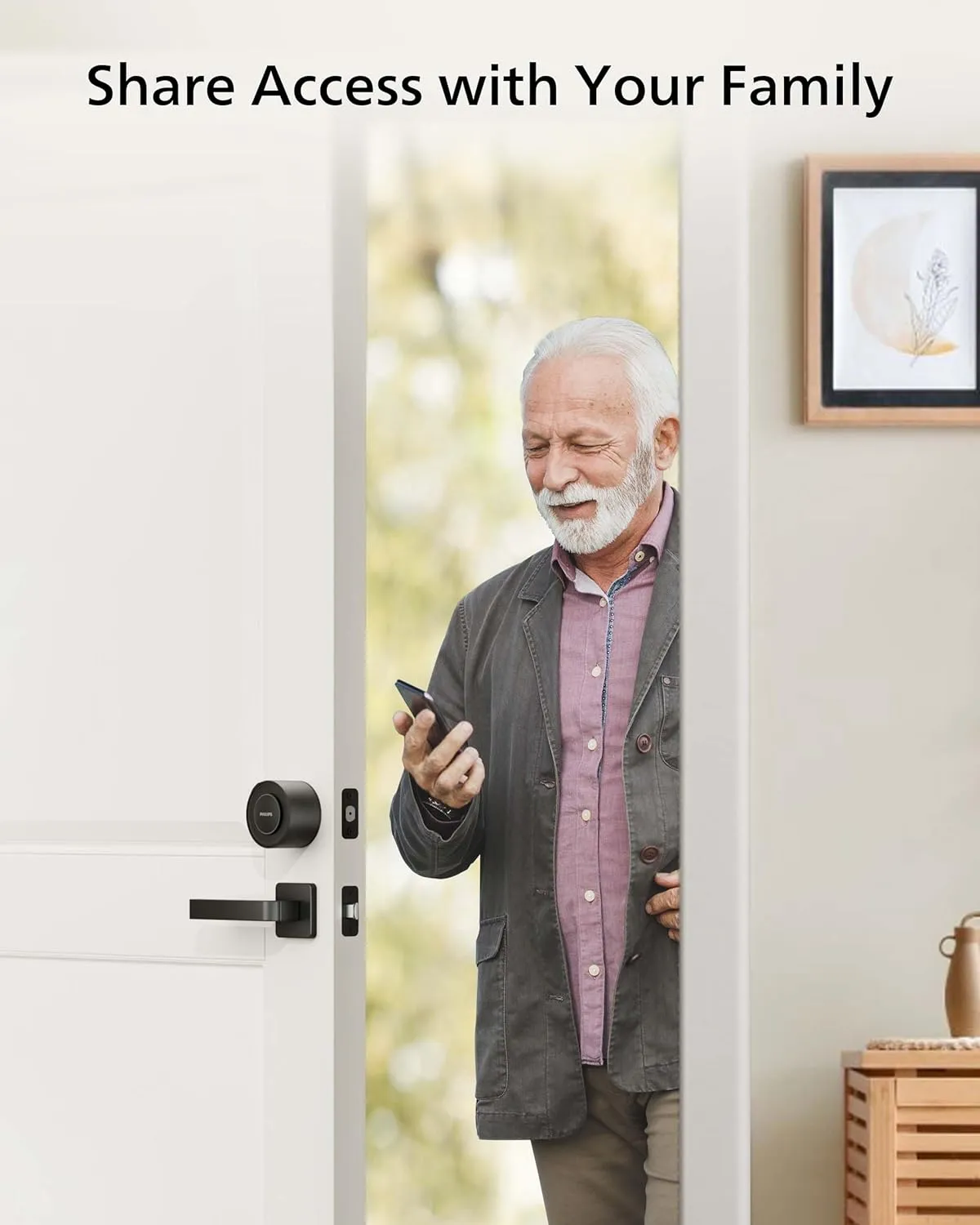 Philips WiFi Smart Lock with Fingerprint Keypad, Turn Your Existing Deadbolt into Smart Door Lock, Built-in WiFi, APP Remote Control, Keyless Entry Door Lock, Auto-Locking, Status Logging, Black