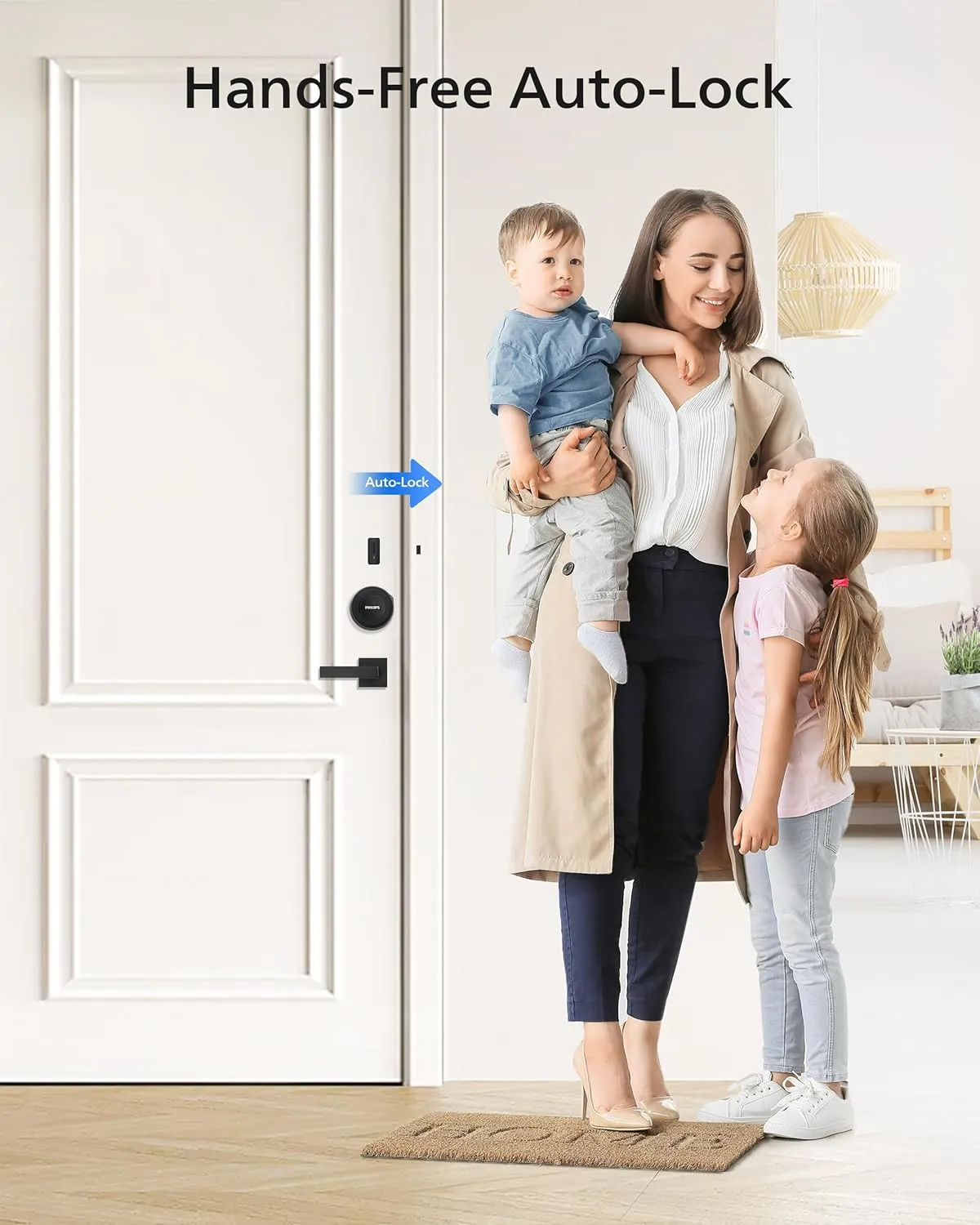 Philips WiFi Smart Lock with Fingerprint Keypad, Turn Your Existing Deadbolt into Smart Door Lock, Built-in WiFi, APP Remote Control, Keyless Entry Door Lock, Auto-Locking, Status Logging, Black
