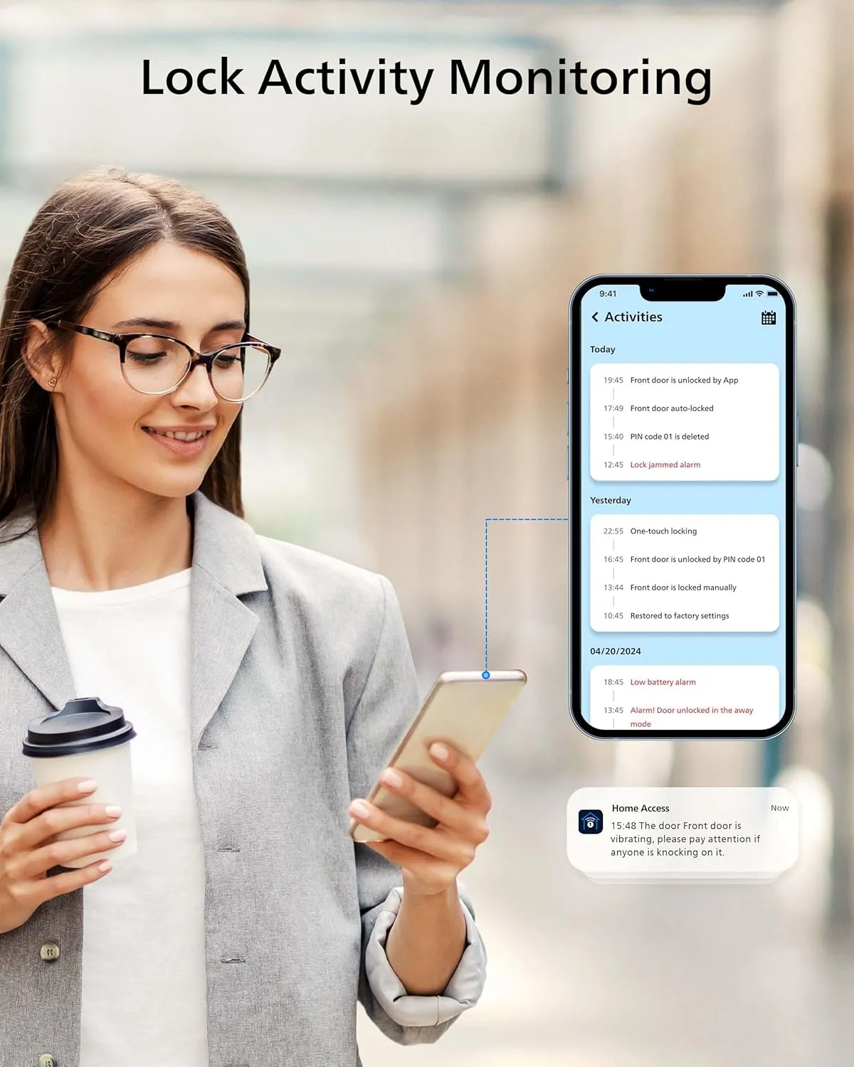 Philips WiFi Smart Lock with Fingerprint Keypad, Turn Your Existing Deadbolt into Smart Door Lock, Built-in WiFi, APP Remote Control, Keyless Entry Door Lock, Auto-Locking, Status Logging, Black