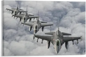 Plane General Dynamics F-16 Fighting Falcon Light Combat Aircraft 03 Room Aesthetics Posters Canvas Posters Bedroom Decoration Sports Office Decoration Gifts Wall Art Decoration Printing Posters 16x24