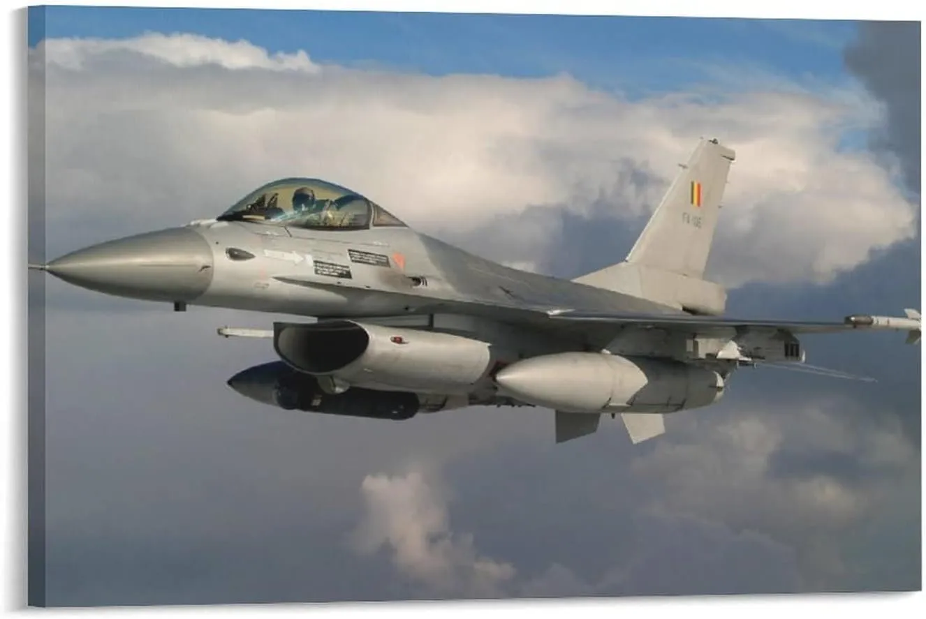Plane General Dynamics F-16 Fighting Falcon Light Combat Aircraft 05 Room Aesthetics Posters Canvas Posters Bedroom Decoration Sports Office Decoration Gifts Wall Art Decoration Printing Posters 16x24