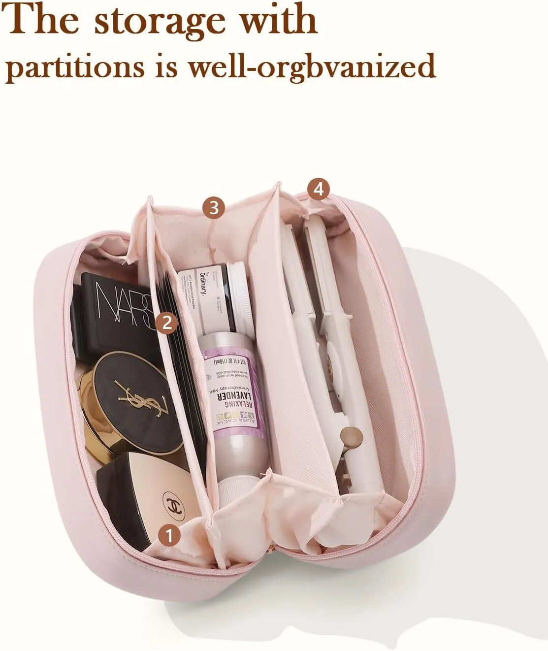 Pocmimut Christmas Gifts, Makeup Bag Travel Accessories for Women,Open Flat Make Pouch Christmas Birthday Gifts for Mom and Lover,Pink