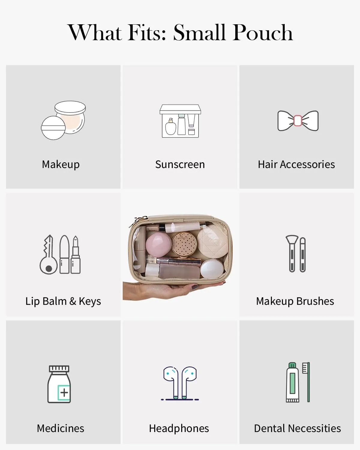 Pocmimut Makeup Bag,Small Makeup Bag Clear Travel Makeup Bag Car Accessories Storage for Women,Travel Essentials Organizers,Apricot