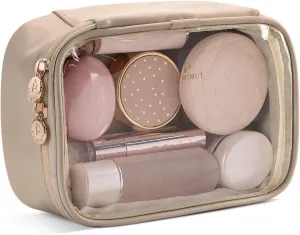 Pocmimut Makeup Bag,Small Makeup Bag Clear Travel Makeup Bag Car Accessories Storage for Women,Travel Essentials Organizers,Apricot
