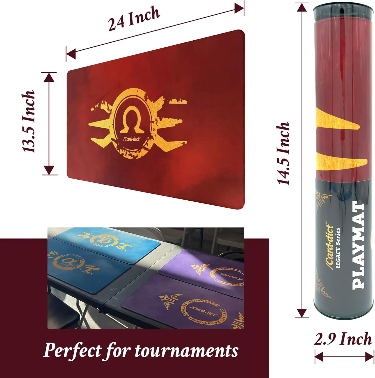 Pokemon Playmat, 13.5 * 24 inch, Magic The Gathering, YuGiOh Playmat, Legacy Series Ultra Premium Game Mat for MTG TCG YuGiOh Cards, Omega Red