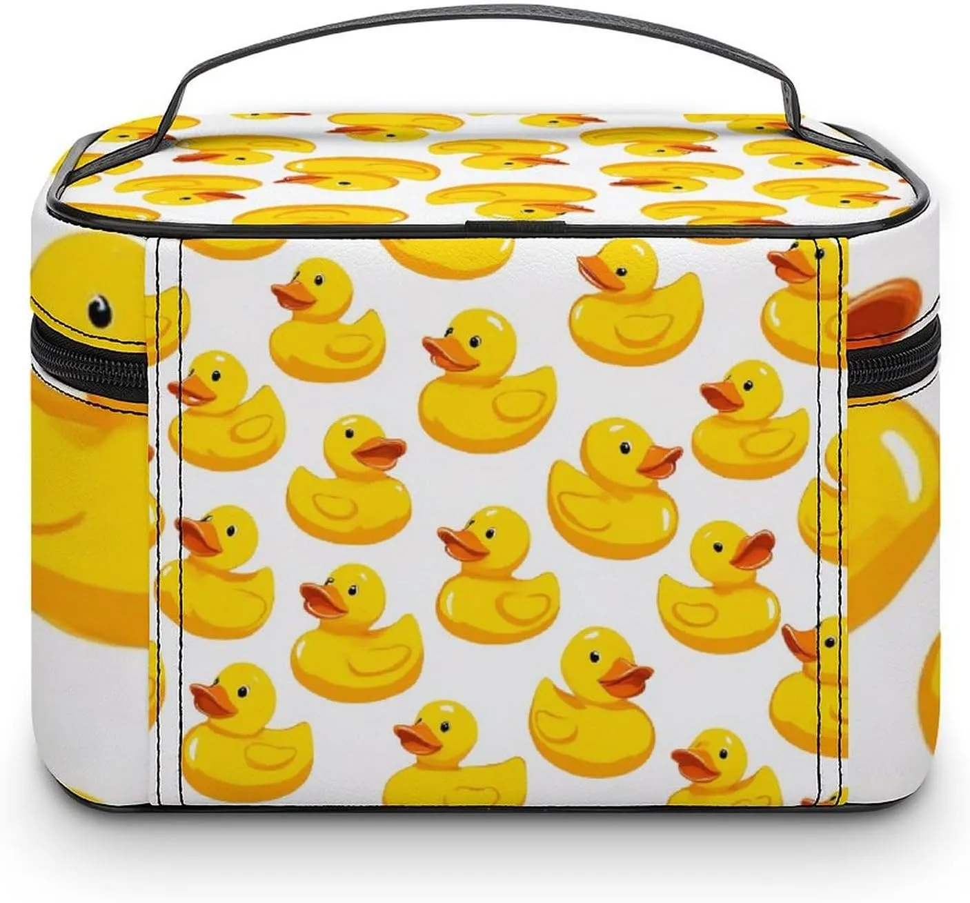 Portable Makeup Bag for Women, Travel Large Cosmetics Toiletry Storage Bag Funny Rubber Duck Makeup Organizer Case with Handle