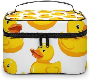 Portable Makeup Bag for Women, Travel Large Cosmetics Toiletry Storage Bag Funny Rubber Duck Makeup Organizer Case with Handle
