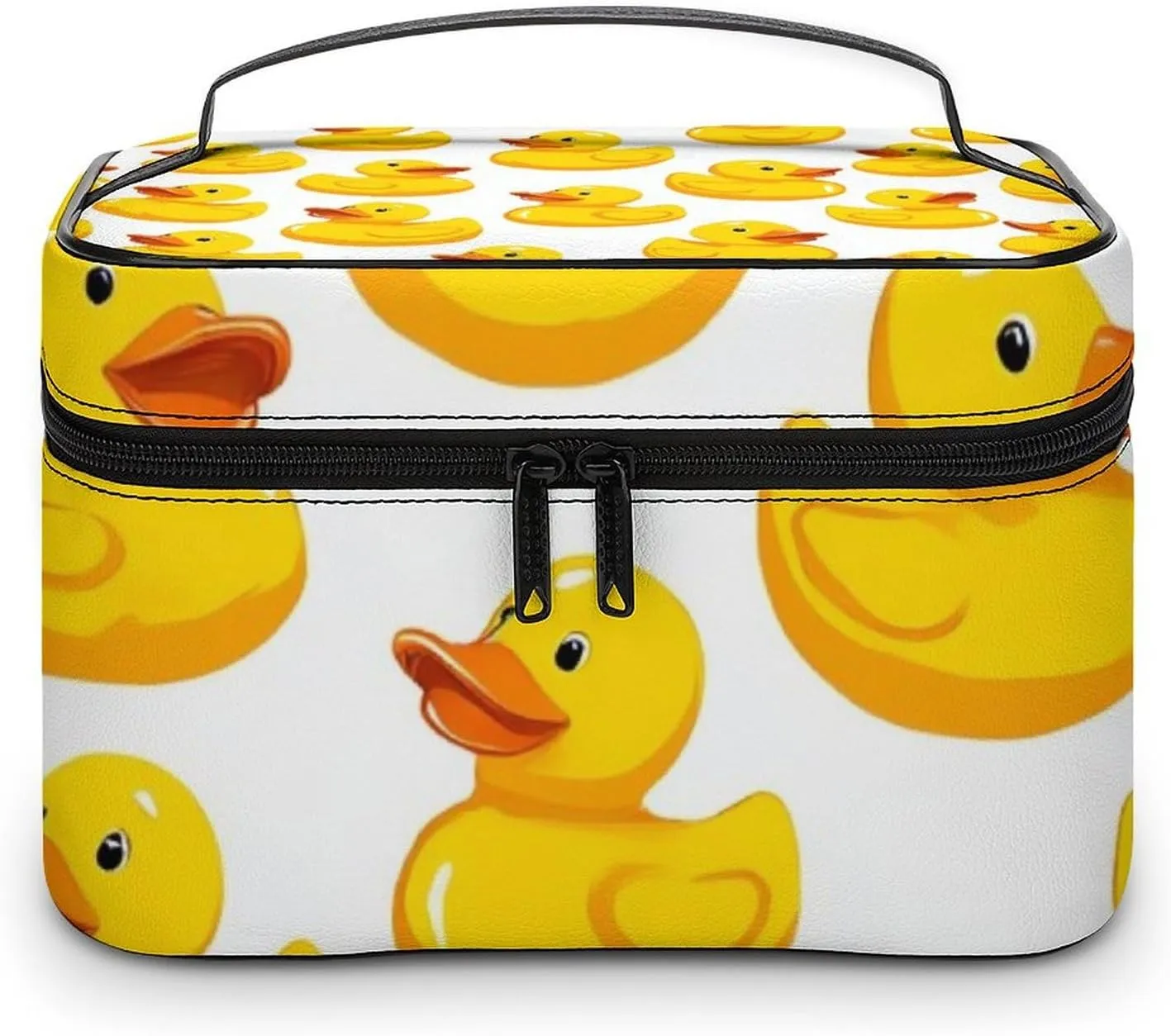 Portable Makeup Bag for Women, Travel Large Cosmetics Toiletry Storage Bag Funny Rubber Duck Makeup Organizer Case with Handle
