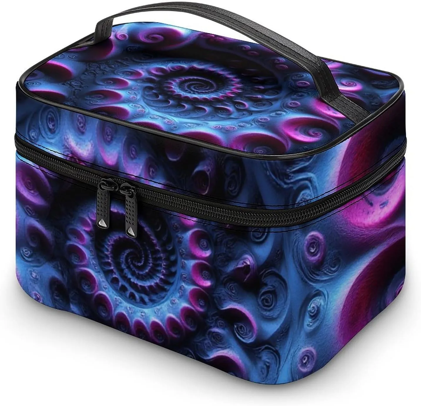 Portable Makeup Bag with Zipper Pouch, Trippy Purple Tie Dye Cosmetic Case Large Capacity Travel Makeup Case Organizer Toiletry Brushes Storage Bag