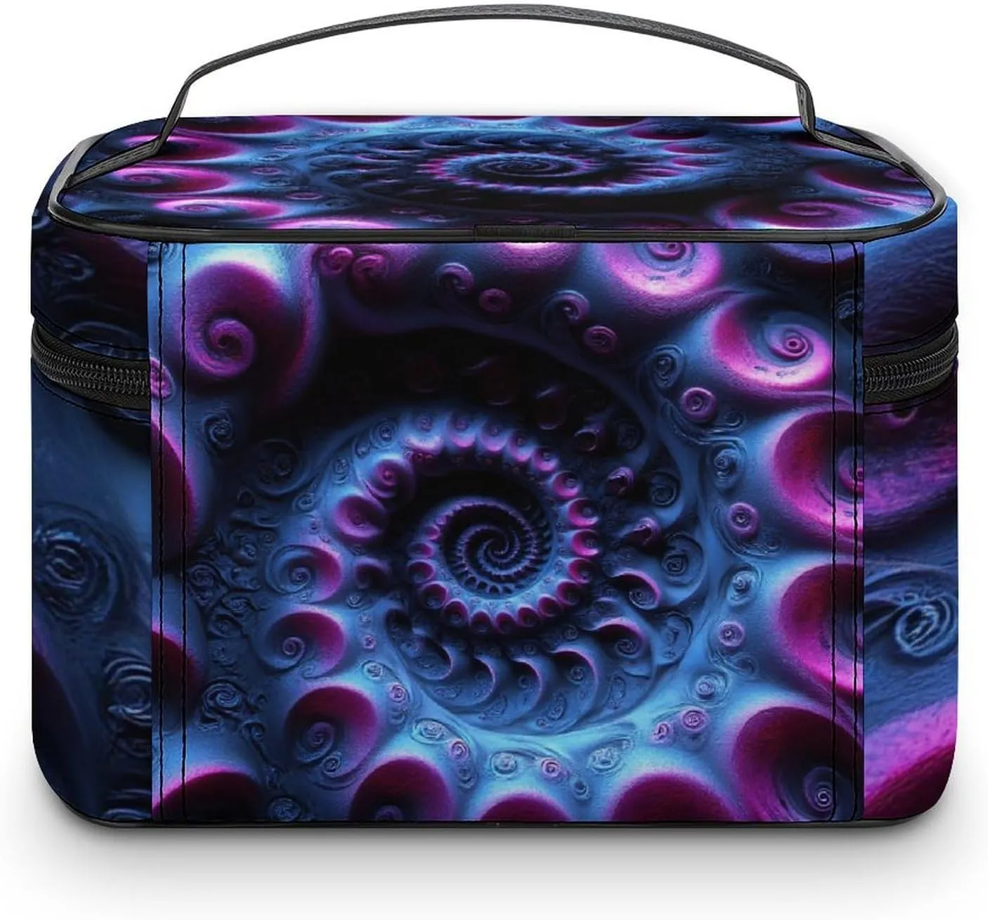 Portable Makeup Bag with Zipper Pouch, Trippy Purple Tie Dye Cosmetic Case Large Capacity Travel Makeup Case Organizer Toiletry Brushes Storage Bag