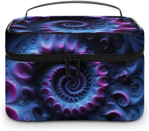 Portable Makeup Bag with Zipper Pouch, Trippy Purple Tie Dye Cosmetic Case Large Capacity Travel Makeup Case Organizer Toiletry Brushes Storage Bag