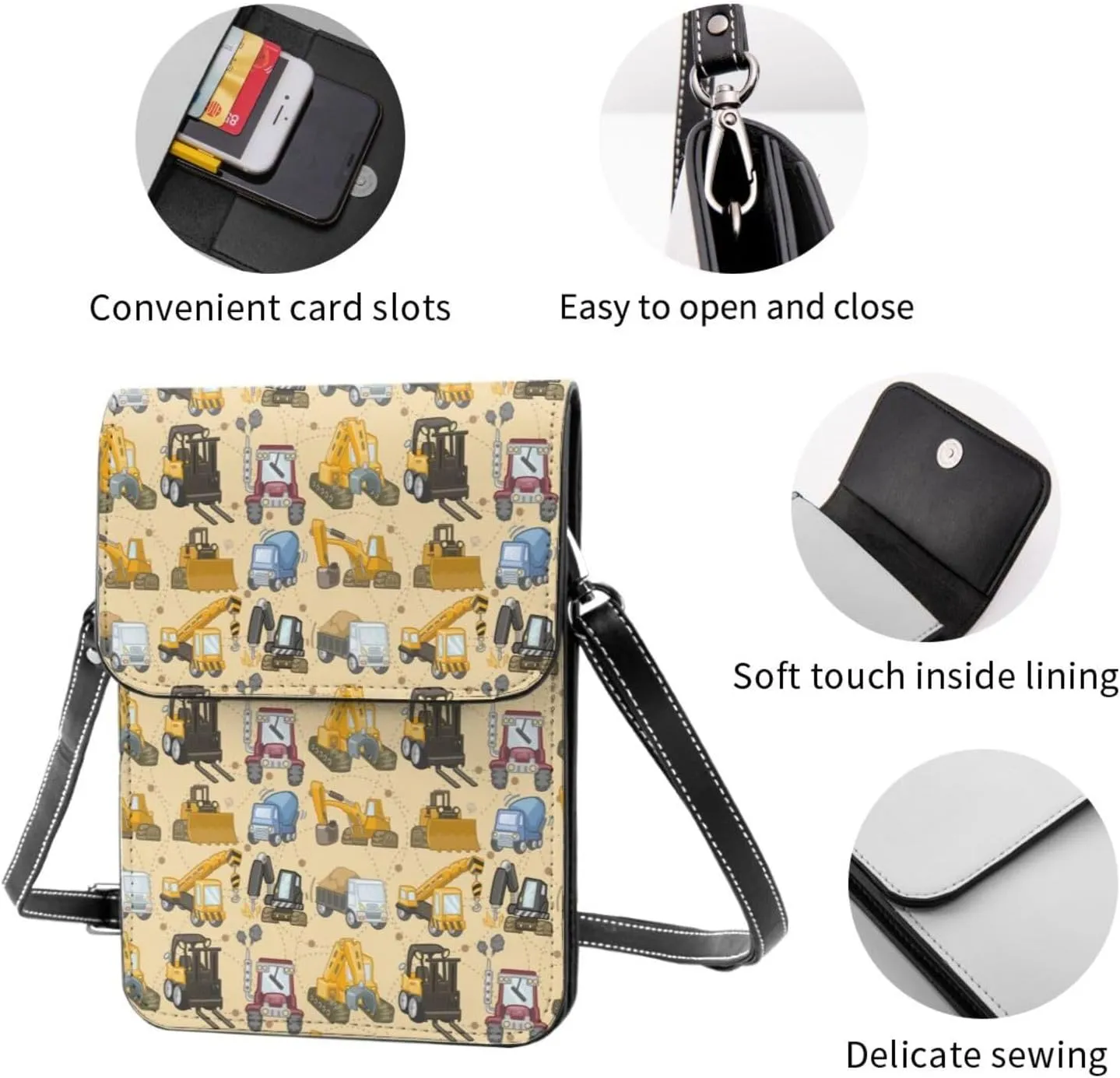 Pride Rainbow American Flag LGBT Leather Crossbody Cell Phone Purse Small Wallet Bags Adjustable Phone Bag for Women
