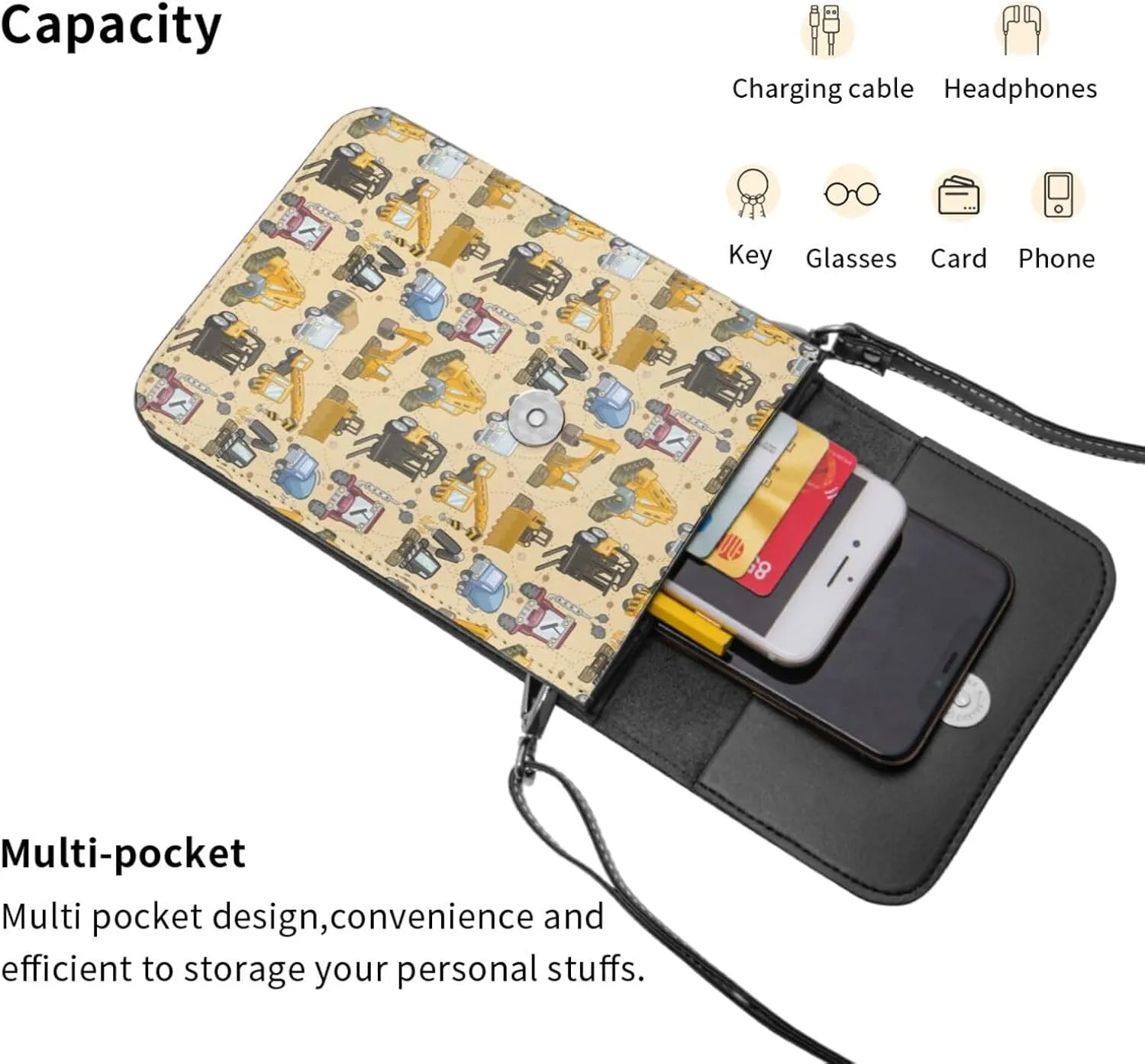 Pride Rainbow American Flag LGBT Leather Crossbody Cell Phone Purse Small Wallet Bags Adjustable Phone Bag for Women