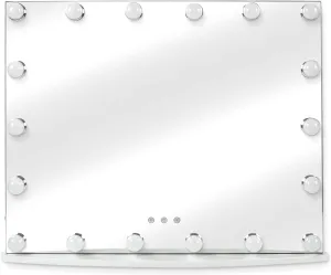 Prinz Lightup Vanity Mirror with 18 LED Lights, 25" Hollywood Makeup Mirror for Bedroom or Dressing Room, Tabletop, White