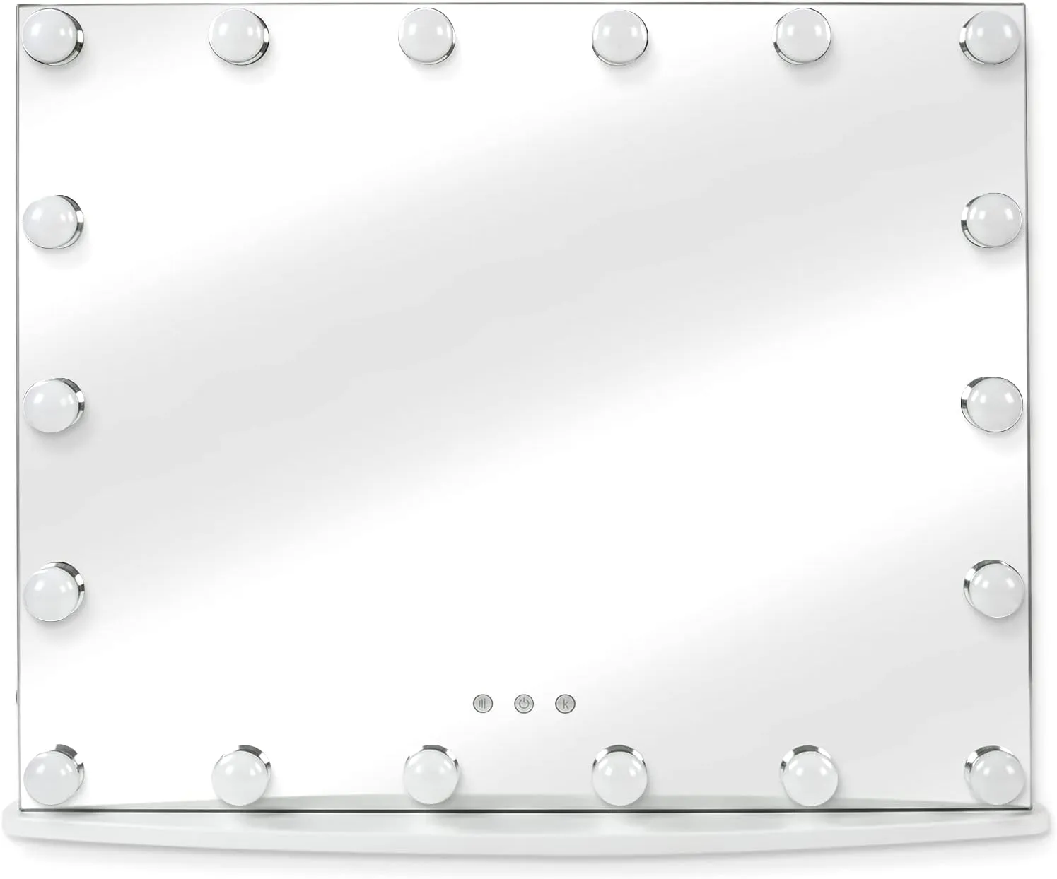 Prinz Lightup Vanity Mirror with 18 LED Lights, 25" Hollywood Makeup Mirror for Bedroom or Dressing Room, Tabletop, White