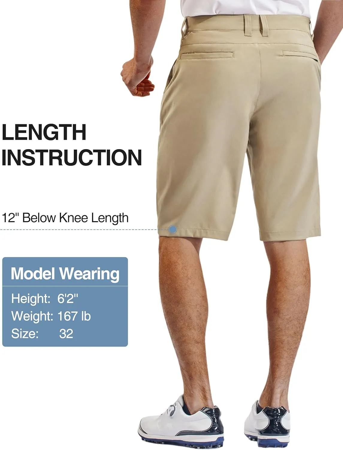 PULI Mens Golf Hiking Shorts Lightweight Casual Dress 12" Inseam Work Stretch Travel Hybrid Quick Drying with Pockets