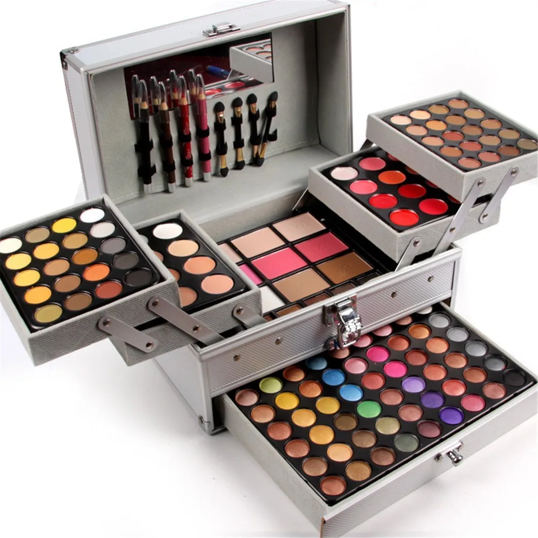 Pure Vie All-in-One Holiday Makeup Gift Set Xmas Essential Starter Bundle Include Eyeshadow Palette Lipgloss Concealer Blush Eyebrow Foundation Face Powder Eyeliner Pencil