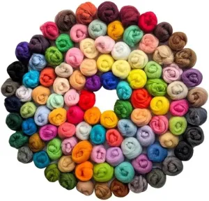 PurPlaisir 101 Color roving Yarn Fiber Wool Weaving is Used for DIY Crafts, Needle Felt Weaving is Used for Needle Felt Wool poking Fun