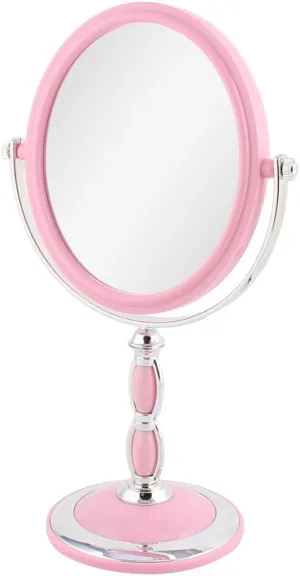 Qtqgoitem Plastic Woman Oval Vintage Style Two Sided Magnifying Standing Makeup Mirror Pink (Model: c74 605 0b0 ec1 733)