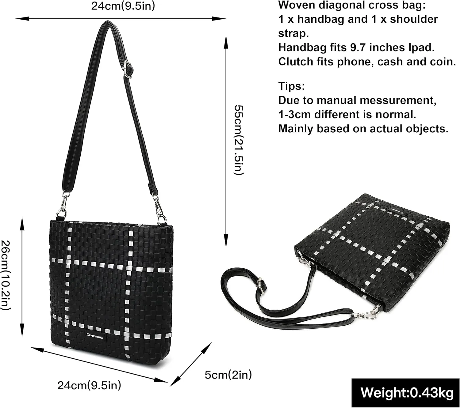 Queenoris Fashion Small Woven Bag for Women, suitable for women, handmade stray handbag bag bag handbag travel bag