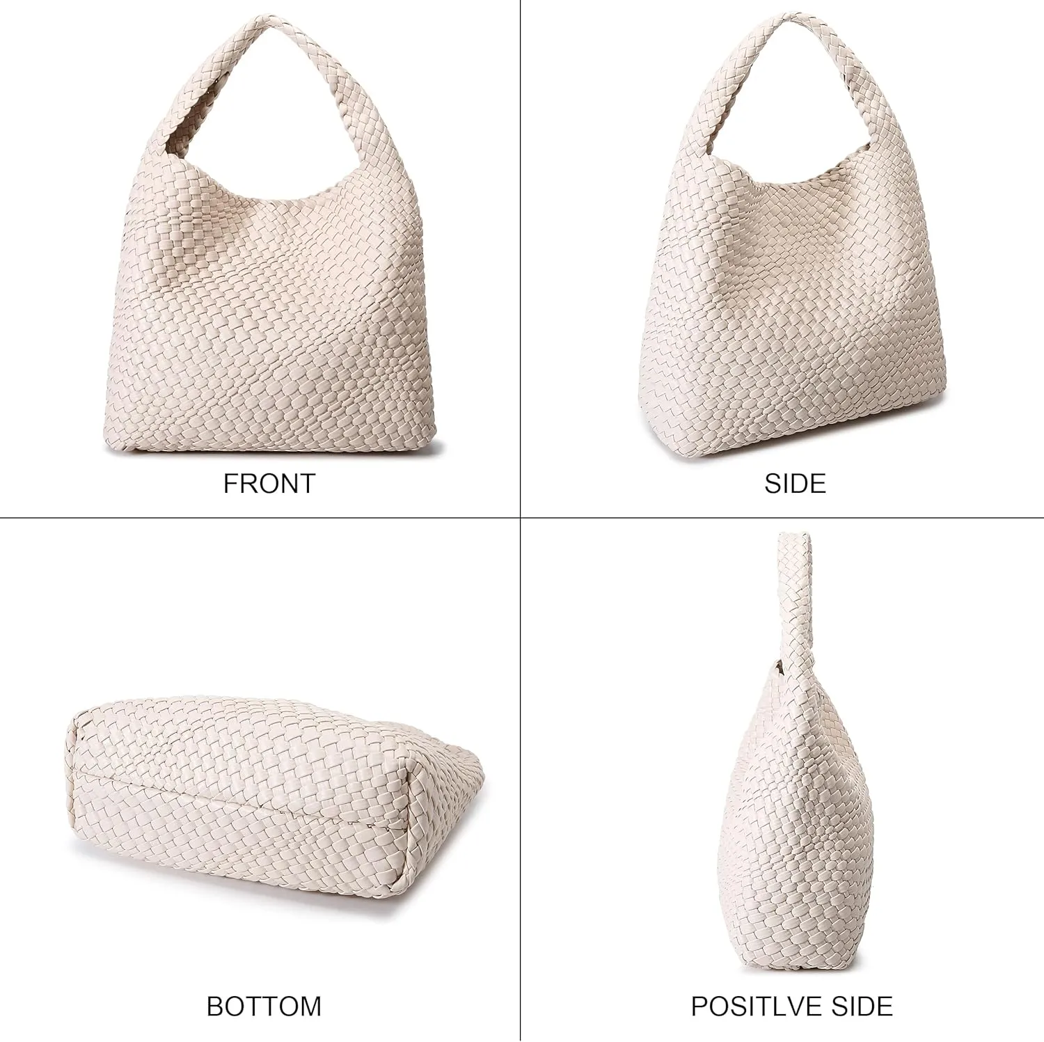 Queenoris Fashion Woven Purse for Women Top-handle Shoulder Bag Soft Summer Hobo Tote Bag