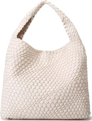 Queenoris Fashion Woven Purse for Women Top-handle Shoulder Bag Soft Summer Hobo Tote Bag