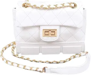 Quilted Shoulder Bag Crossbody for Women – Elegant Vintage Designer Handbag with Gold Chain Strap & Secure Turn Lock