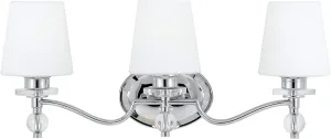 Quoizel Hollister Bath Vanity Light, 23 Inch 3-Light Polished Chrome Bathroom Lighting Fixture Over Mirror, Opal-Etched Frosted Glass, 100W, Classic Wall Mount Lighting for Bathroom, Dresser or Sink
