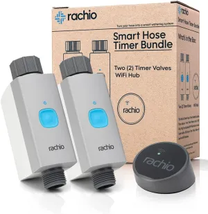 Rachio Smart Hose Timer Value Pack with 2 Smart Valves & 1 WiFi Hub for Outdoor Watering | Easy Faucet Install, Automate Water & Sprinkler Schedules for Lawn, Garden, & Yard Care.