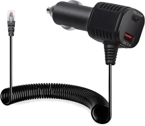 Radar Detector Power Cord with USB and USB-C Mobile Phone Fast Charging Port for Escort MAX 360, MAX 360c, IX, IXc, 9500 IX, MAX II, MAX 3, MAX 360 MKII, MAXcam 360c, Redline 360c etc