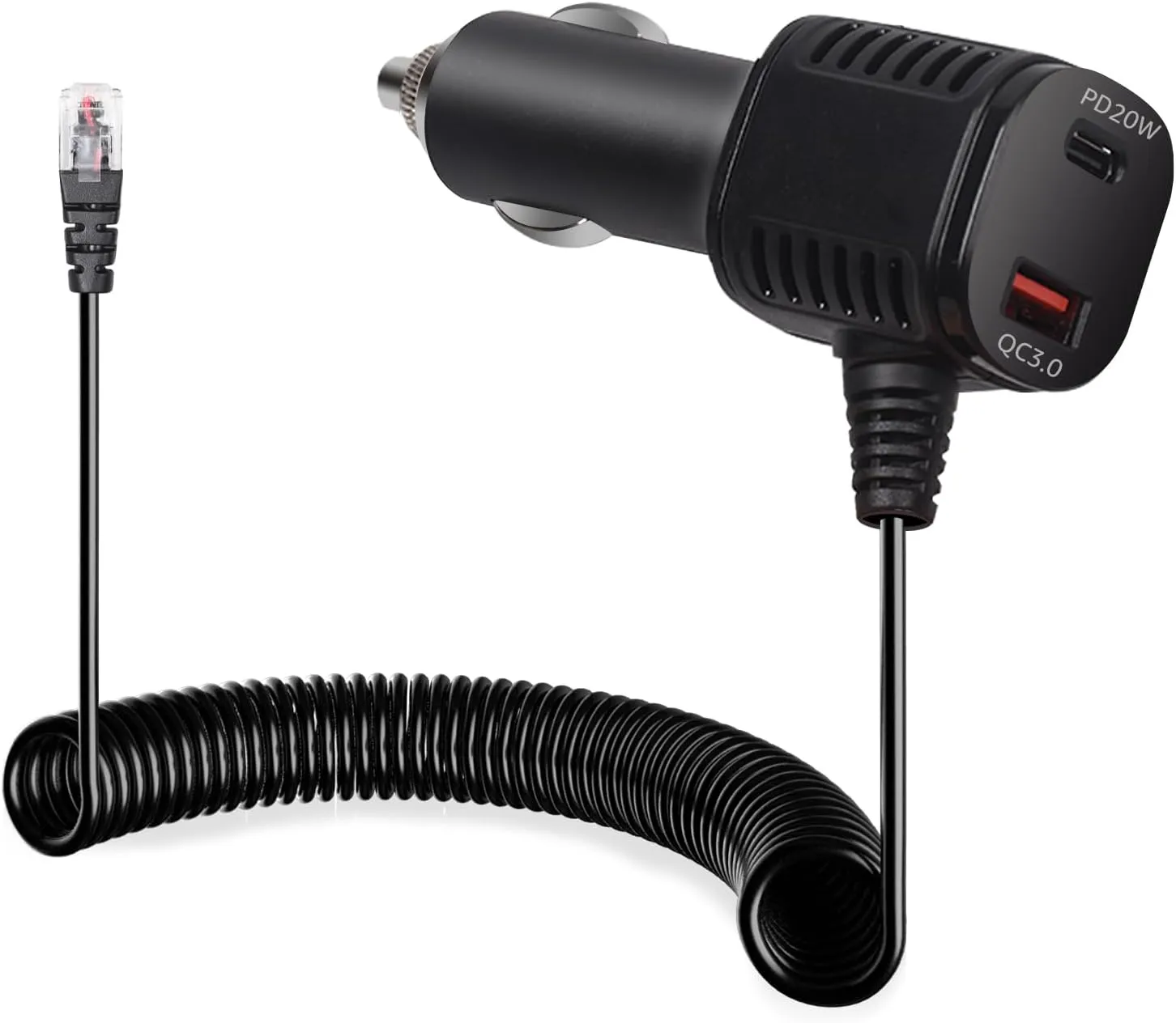 Radar Detector Power Cord with USB and USB-C Mobile Phone Fast Charging Port for Escort MAX 360, MAX 360c, IX, IXc, 9500 IX, MAX II, MAX 3, MAX 360 MKII, MAXcam 360c, Redline 360c etc