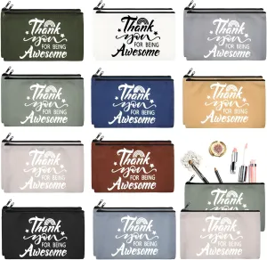 Reginary 20 Pcs Canvas Cosmetic Bag Inspirational Quotes Makeup Bags with Zipper Encouragement Travel Toiletry Pouch Appreciation Gift for Women,7 x 4.3 Inch(Morandi Color,Being Awesome)