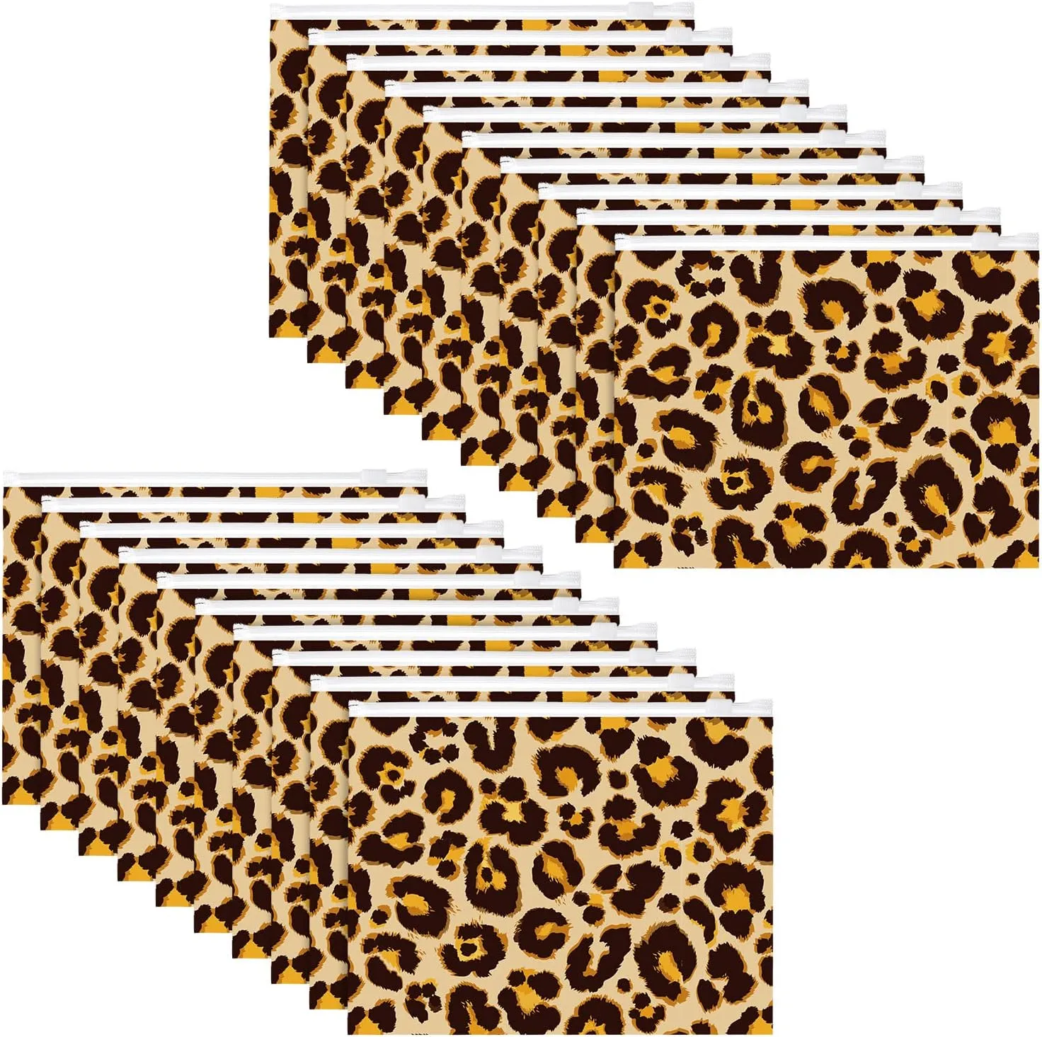 Reginary 50 Pieces Leopard Makeup Bags Waterproof Cosmetic Bag with Zipper Toiletry Pouch for Woman Tavel Wedding Bridal Shower Bachelorette Birthday Party Favor
