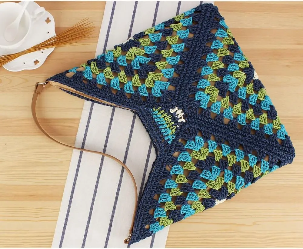 Rejolly Straw Hobo Bag for Women Tote Bag Summer Vacation Beach Handbags Boho Bohemian Style Shoulder Purse