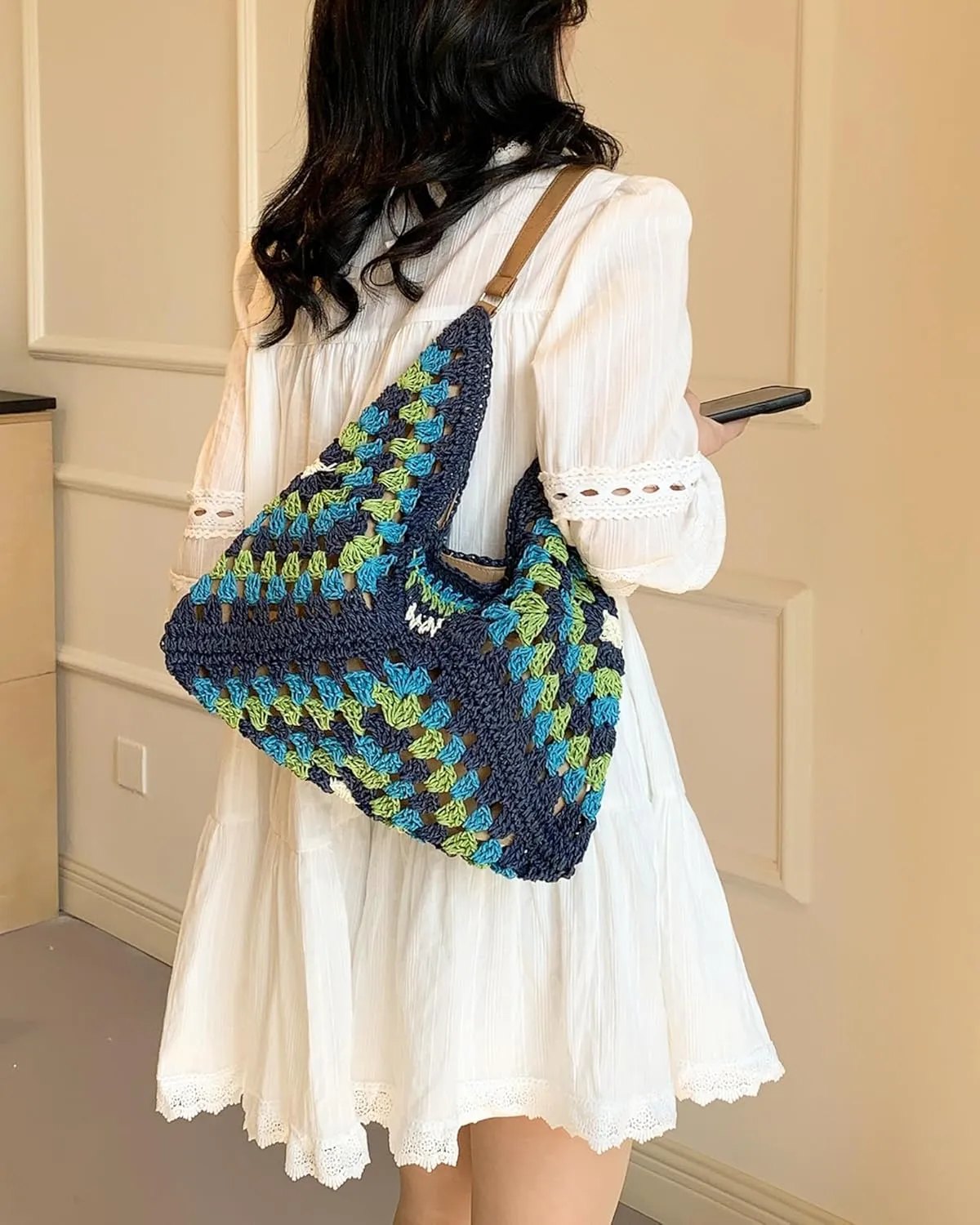 Rejolly Straw Hobo Bag for Women Tote Bag Summer Vacation Beach Handbags Boho Bohemian Style Shoulder Purse