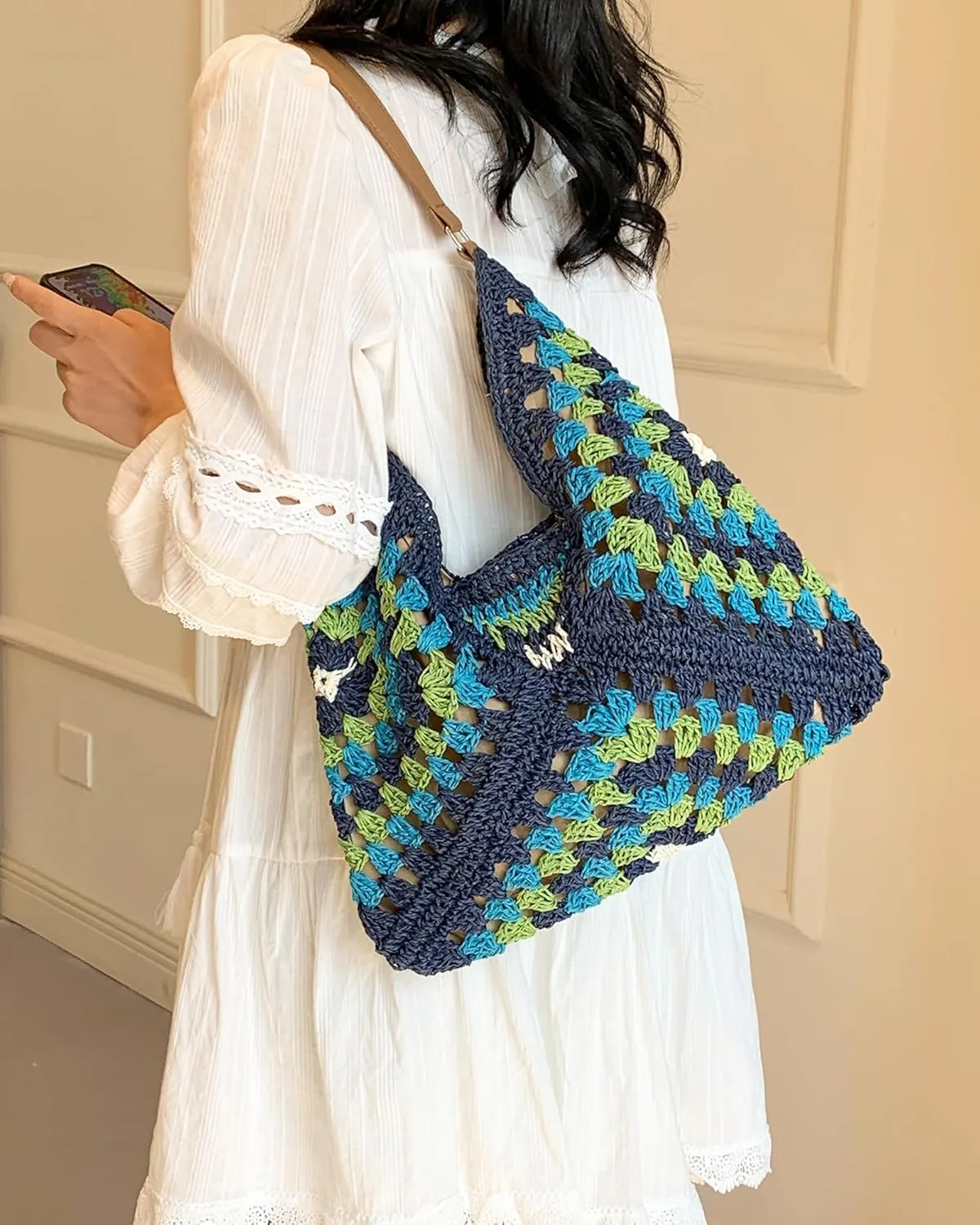 Rejolly Straw Hobo Bag for Women Tote Bag Summer Vacation Beach Handbags Boho Bohemian Style Shoulder Purse