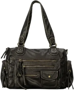 Retro Top-handle Purses for Women Leather Hobo Shoulder Bag Vintage Handbag Multipockets Crossbody Shopper Satchel