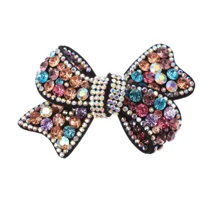 Rhinestone Bow Hair Clip with Crystals - Bridal Bowknot Ponytail Clamp, Exquisite Decor for Women