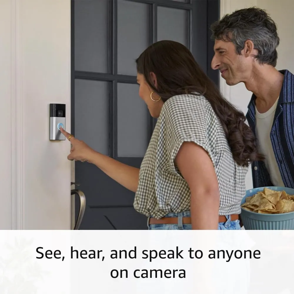 Ring Battery Doorbell, Head-to-Toe Video, Live View with Two-Way Talk, and Motion Detection & Alerts (2024 release), Satin Nickel