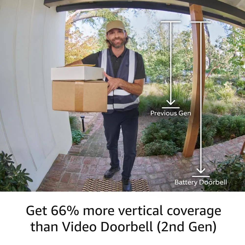 Ring Battery Doorbell, Head-to-Toe Video, Live View with Two-Way Talk, and Motion Detection & Alerts (2024 release), Satin Nickel